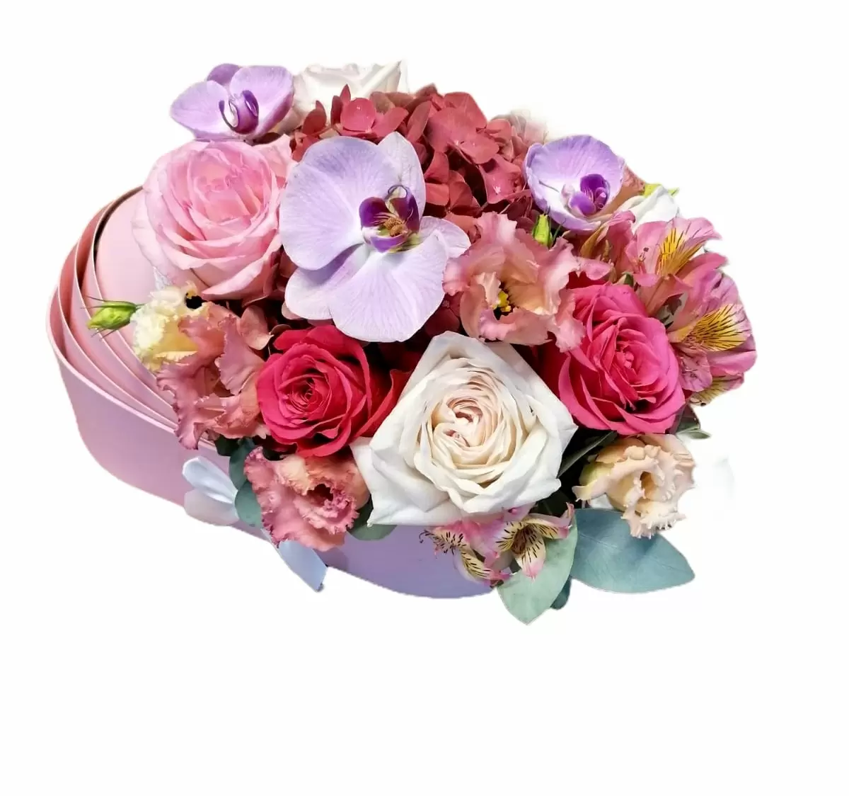 Landou roz aranjament floral hortensie trandafiri orhidee