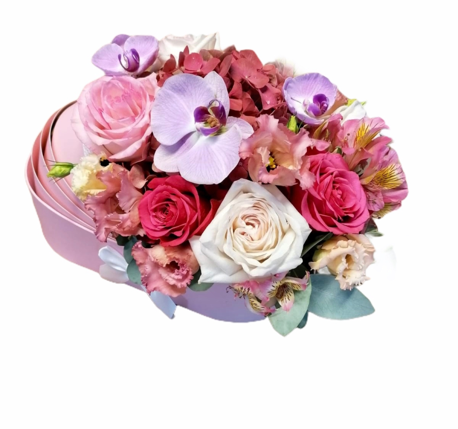 Landou roz aranjament floral hortensie trandafiri orhidee