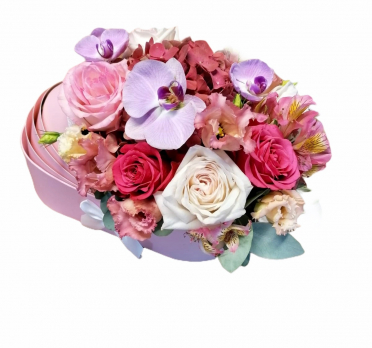 Landou roz aranjament floral hortensie trandafiri orhidee
