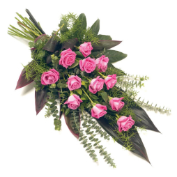 Buchet funerar 12 trandafiri roz