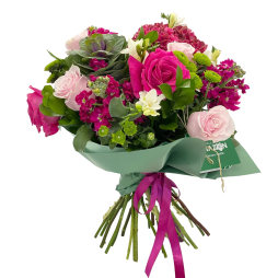 Buchet flori, fucsia, parfum de toamna, trandafiri, brasica, frezii