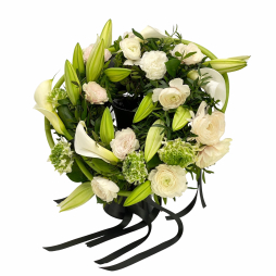 Coroana funerara olandeza cale crini ranunculus