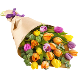 Buchet cu flori de primavara 23 lalele multicolore