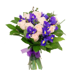 Buchet Irisi Trandafiri si Frezii in culori pastel