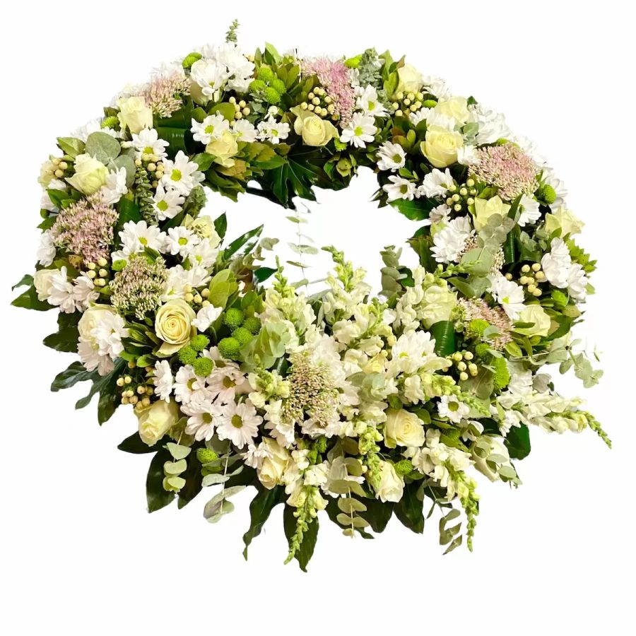 coroane funerara rotunda din flori naturale